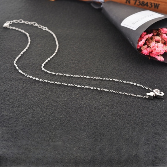 Dainty Heart & C Initial Monogram Charm Necklace - Picture 3 of 7